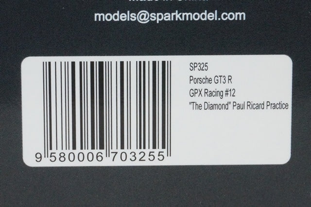 1:43 SPARK SP325 Porsche GT3 R GPX Racing "The Diamond" Paul Ricard Practice #12