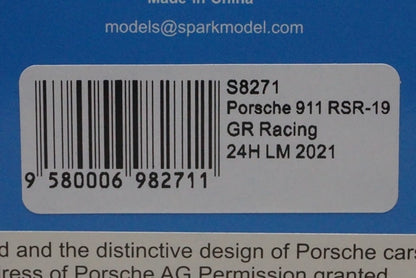 1:43 SPARK S8271 Porsche 911 RSR-19 GR Racing LM 24H 2021 #86 model car
