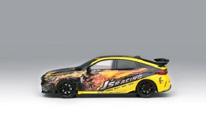 M65316 MOTORHELIX 1:64 Honda Civic Type R J's Racing Maou Yellow model car