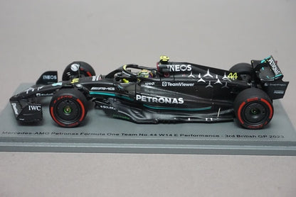 1:43 SPARK S8590 Mercedes-AMG Petronas F1 Team W14 E-Performance British GP 3rd 2023 #44 L. Hamilton model car