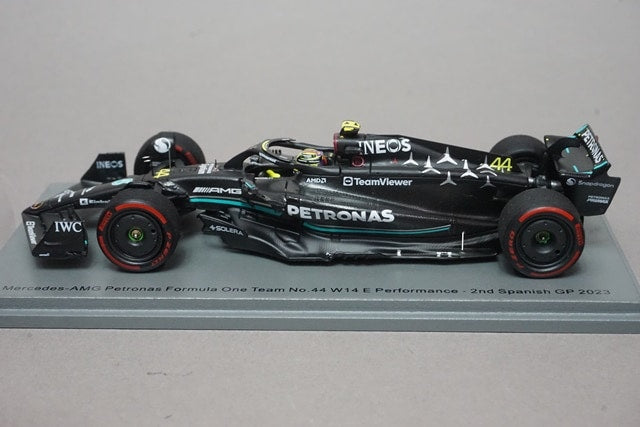 1:43 SPARK S8911 Mercedes-AMG Petronas F1 Team W14 E-Performance Spanish GP 2nd 2023 #44 L. Hamilton model car