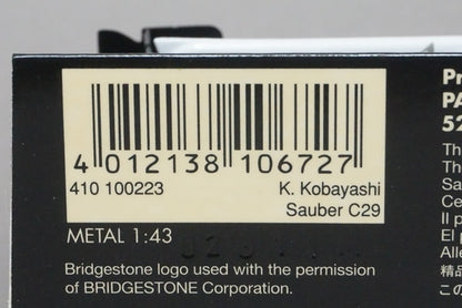 1:43 MINICHAMPS 410100223 Sauber C29 Japanese GP 2010 #23 Kamui Kobayashi model car