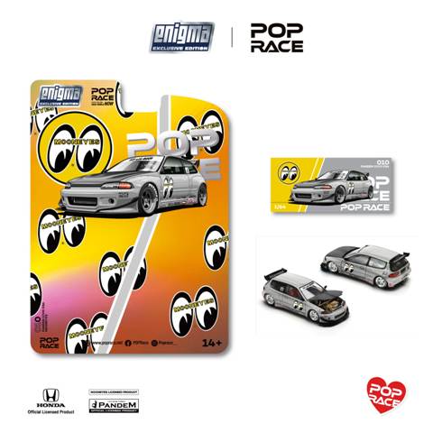 [ Pre-order ] PRE0010 POP RACE x Enigma 1:64 Honda Civic Pandem Civic EG6 Rocket Bunny Modified Yellow Mooneyes Chase Livery Blister Pack