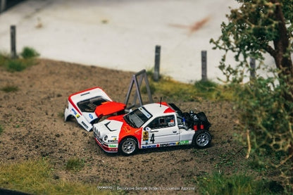 T64P-001-86RC04 Tarmac Works 1:64 Ford RS200 Rallye Catalunya 1986 Antonio Zanini / Josep Autet model car
