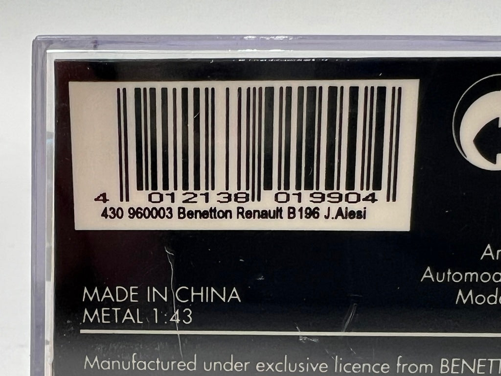 1:43 MINICHAMPS 430960003 Benetton Renault B196 #3 J.Ales model car
