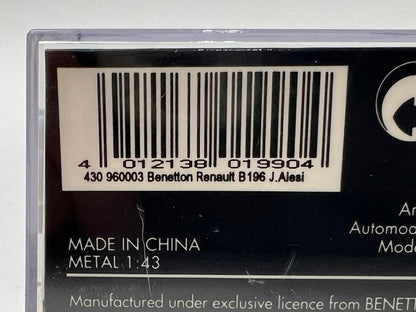 1:43 MINICHAMPS 430960003 Benetton Renault B196 #3 J.Ales model car