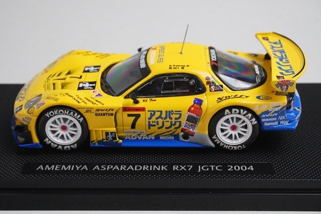 1:43 EBBRO 43707 Mazda Amemiya Asparagus Drink RX7 JGTC 2004 #7 Yellow model car