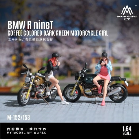 MO222152 MoreArt 1:64 BMW R nineT MOTORCYCLE GIRL with Female Figure Brown