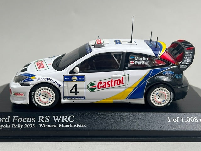 1:43 MINICHAMPS 400038374 Ford Focus RS WRC Acropolis Rally 2003 #4 M. Martin M. Park model car