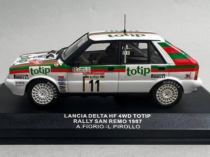 1:43 ixo SCR003 LANCIA DELTA HF 4WD TOTIP SAN REMO RALLY 1987 #11 A. Fiorio L. Pirola model car