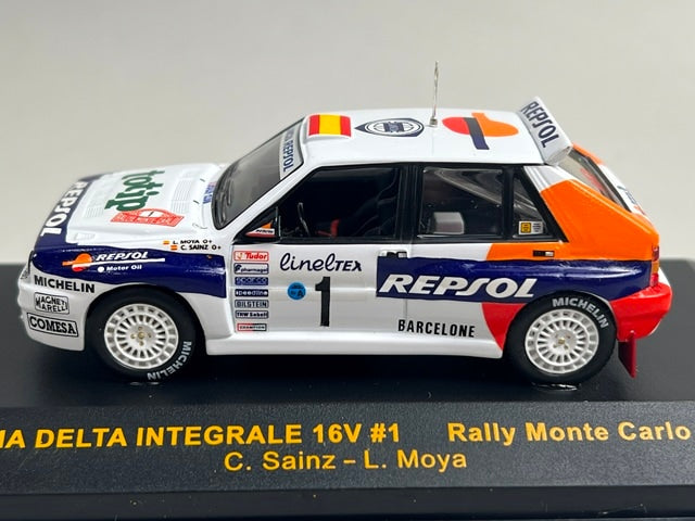 1:43 ixo RAC070 Lancia Delta Integrale 16V Monte Carlo Rally 1993 #1 C. Sainz L. Moya model car