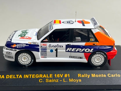 1:43 ixo RAC070 Lancia Delta Integrale 16V Monte Carlo Rally 1993 #1 C. Sainz L. Moya model car