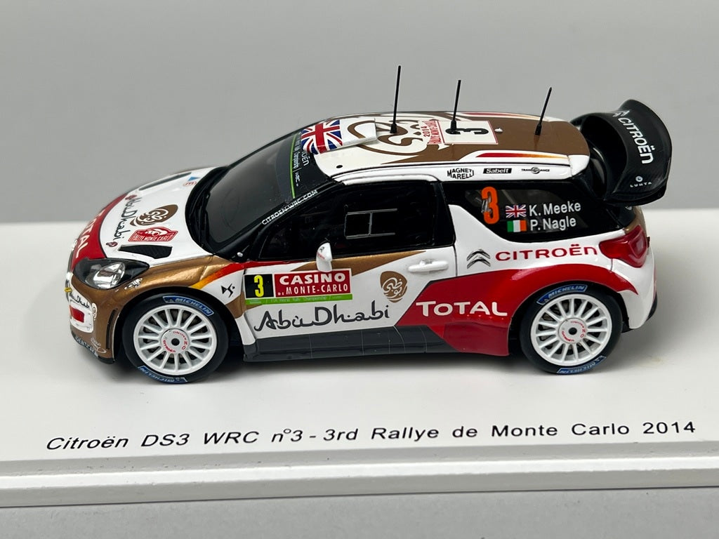 1:43 Spark S3788 Citroen DS3 WRC MONTE CARLO Rally 2014 #3 K. Meek P. Nagel model car
