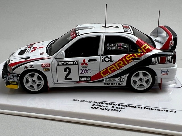 1:43 ixo RAC392LQ Mitsubishi Carisma GT Evolution IV RAC Rally 1997 #2 R. Burns R. Reid model car