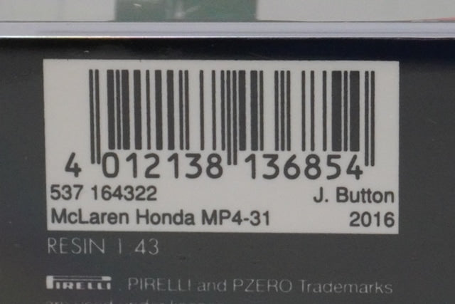 1:43 MINICHAMPS 537164322 McLaren Honda MP4-31 2016 #22 model car