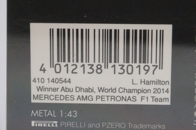 1:43 MINICHAMPS 410140544 Mercedes-AMG Petronas W05 Hybrid Abu Dhabi GP 2014 #44 model car