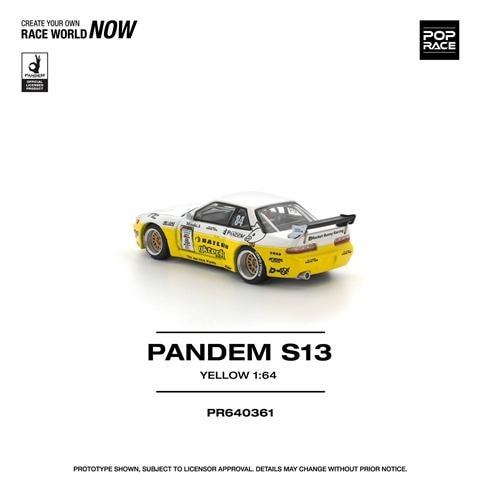 [ Pre-order ] PR640361 POP RACE 1:64 S13 Silvia Pandem Rocket Bunny Yellow-White #84