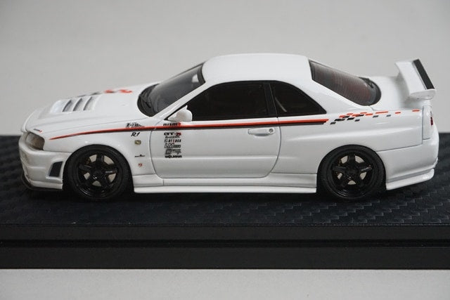 1:43 HPI 8379 Mirage Nissan Nismo R34 GT-R R-tune White model car