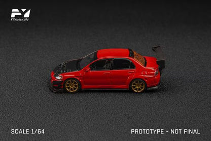 FY64108 Finclassically 1:64 Mitsubishi Lancer Evolution 9 EVO Ⅸ Modified Red / Carbon Bonnet Ver.