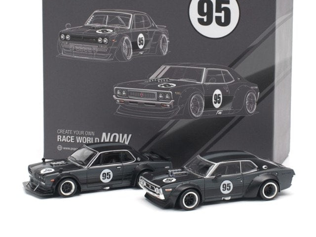 PR640351 PR640352 POP RACE 1:64 Nissan LAUREL C130 SKYLINE GT-R V8 Drift Hakosuka TCS2025 Limited Edition Set of 2