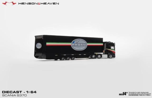 [ Pre-order ] HH Model 1:64 Scania Transporter Trailer with Side Gull-Wing Doors, Black