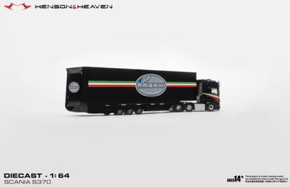 [ Pre-order ] HH Model 1:64 Scania Transporter Trailer with Side Gull-Wing Doors, Black