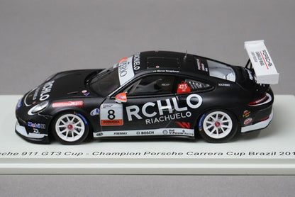 1:43 SPARK S8502 Porsche 911 GT3 Carrera Cup Brazil Champion 2018 #8 model car