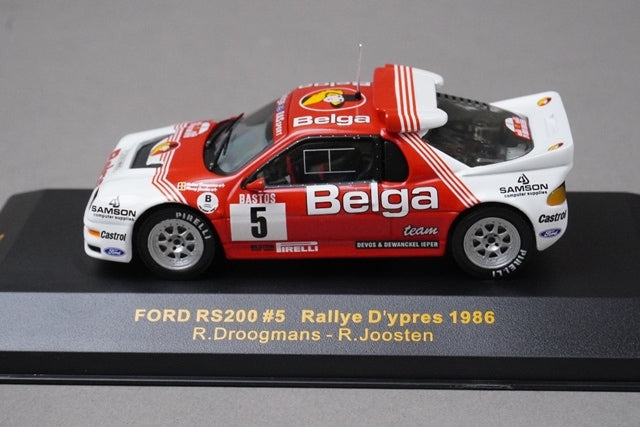 1:43 ixo RAC066 Ford RS200 #5 Ypres Rally 1986 R.Droogmans R.Joosten model car