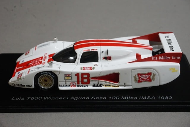 1:43 SPARK S8603 Lola T600 Laguna Seca 100 Mile IMSA Winner 1982 #18 J. Paul Jr. model car