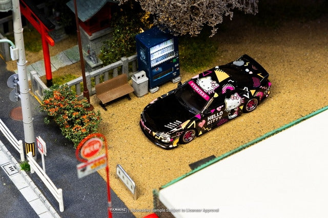 [ Pre-order ] T64G-018-HK Tarmac Works × Mijo 1:64 Nissan Vertex Nissan Silvia (S14) Sanrio Hello Kitty BLACK CHROME
