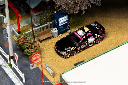 [ Pre-order ] T64G-018-HK Tarmac Works × Mijo 1:64 Nissan Vertex Nissan Silvia (S14) Sanrio Hello Kitty BLACK CHROME