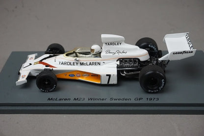1:43 SPARK S5392 McLaren M23 Swedish Grand Prix Winner 1973 #7 D. Hulme model car