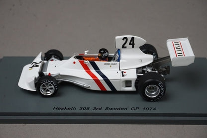 1:43 SPARK S2241 Hesketh 308 Swedish GP 3rd 1974 #24 J.Hunt model car
