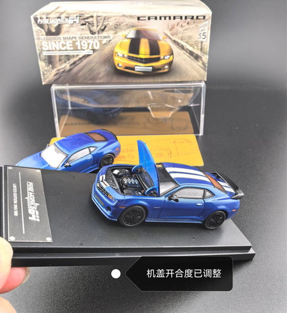 [ Pre-order ] Fine Works 64 1:64 Chevrolet Camaro 5th Generation Metallic Blue with White Decals
