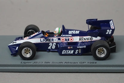 1:43 Spark S7417 Ligier JS23 South African GP 5th 1984 #26 A. de Cesaris