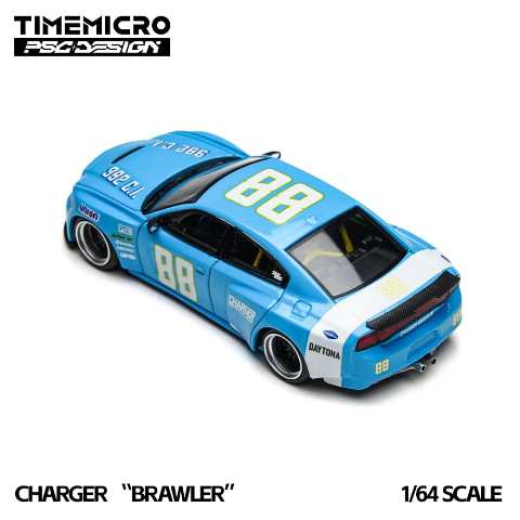 [ Pre-order ] TM648202 Time Mirco TM x PSC Design 1:64 Charger Dodge Charger Blue Daytona #88