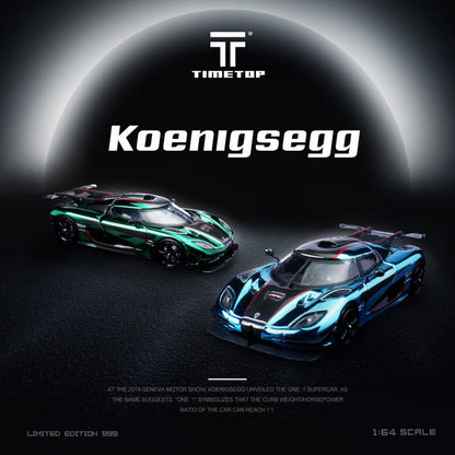 [ Pre-order ] TT644817 TimeTop x Time Model 1:64 Koenigsegg One 1 Rear Cover Opening, Metallic Green