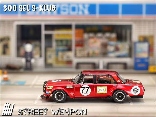 [ Pre-order ] SW Street Weapon 1:64 300SEL S-KLUB Modified Red Pig