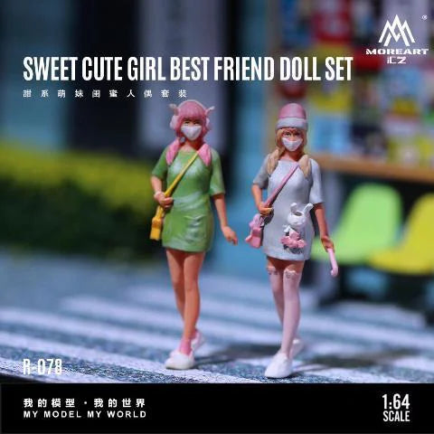 [ Pre-order ] MO223078 MoreArt 1:64 SWEET CUTE GIRL BEST FRIEND DOLL SET Sweet and cute girl best friend figures, set of 2