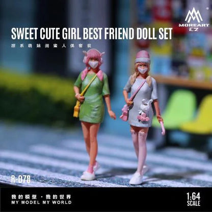 [ Pre-order ] MO223078 MoreArt 1:64 SWEET CUTE GIRL BEST FRIEND DOLL SET Sweet and cute girl best friend figures, set of 2