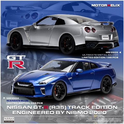 M83504 MOTORHELIX 1:18 Nissan GT-R (R35) Track Edition Engineered By NISMO 2020 Wangan Blue