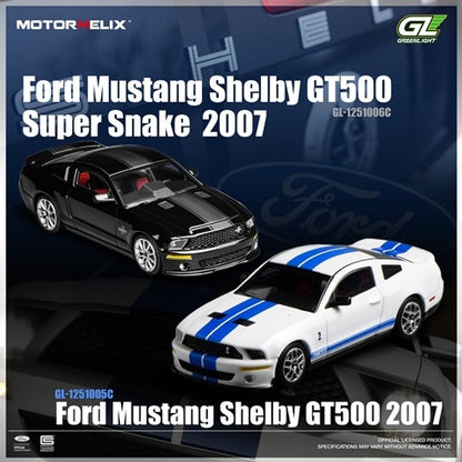[ Pre-order ] GL-1251005C MOTORHELIX 1:64 Ford Mustang Shelby GT500 2007 White Blue Double Stripes
