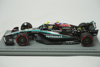 1:43 Spark S9533 Mercedes-AMG Petronas F1 Team W15E Performance British Grand Prix Winner 2024 #44 L. Hamilton