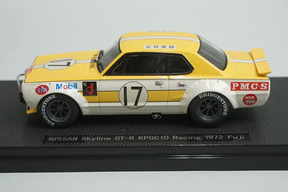 1:43 EBBRO 44140 Nissan Skyline GT-R KPGC10 Racing Fuji 1972 #17 Yellow White model car