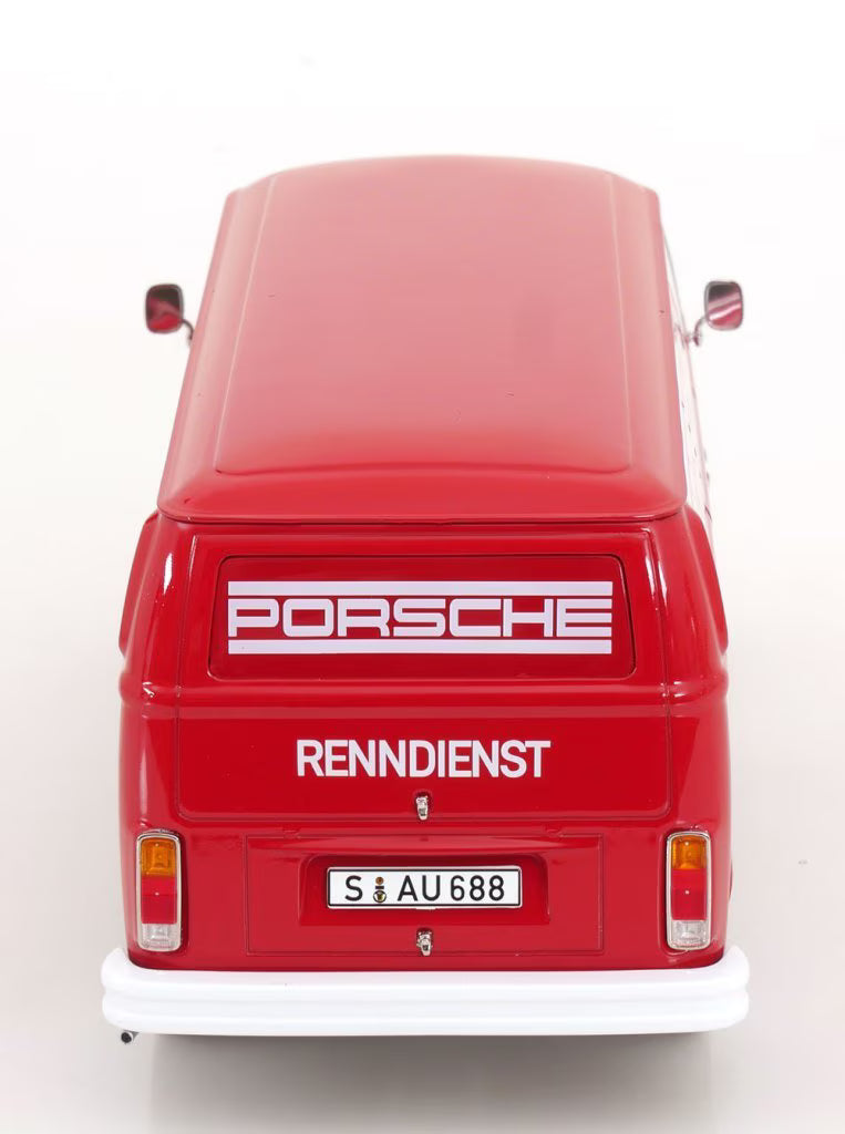 [ Pre-order ] KKDC181412 KK scale 1:18 Volkswagen T2b Kastenwagen Porsche Renndienst 1972 Red/White