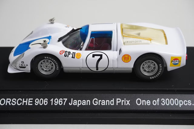 1:43 EBBRO 43373 Porsche 906 Carrera 6 Japanese Grand Prix 1967 #7 White/Blue