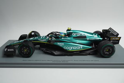 1:18 Spark 18S900 Aston Martin AMR23 Aramco Cognizant F1 Team Monaco GP 2nd 2023 #14 F. Alonso