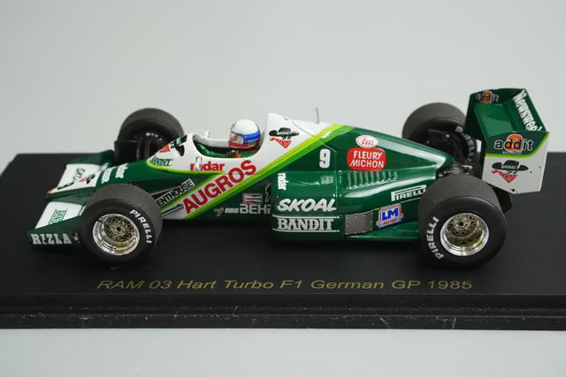 1:43 Spark RS1776 Raceland Custom RAM 03 Hart Turbo F1 German GP 1985 #9 M. Winkelhock