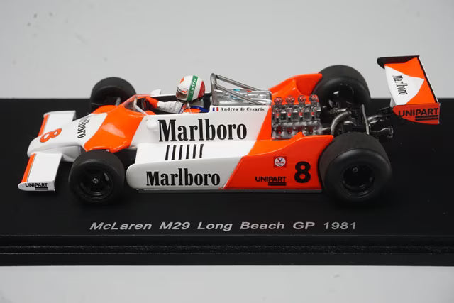 1:43 Spark S4298 McLaren M29 Long Beach GP 1981 #8 A. de Cesaris Marlboro specification