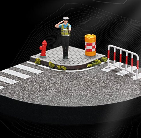 SCJ82017-A 収蔵家 Diorama 1:64 Street Corner Mini Diorama 006 Crosswalk Intersection